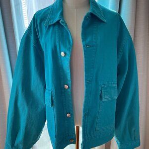 Calvin Klein Mens Jacket Trucker Jeans Denim Peacock Blue Cyan Sz Med Excellent